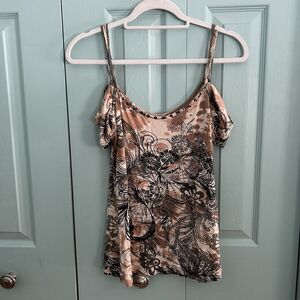 Y2K Boston Proper Womens Artsy Cold Shoulder Top Small Fairy Boho Rhinestones